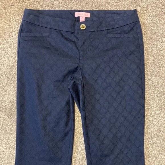 NWOT Lilly Pulitzer Kelly Textured Ankle Length Skinny Pant Navy 0 - Picture 5 of 16